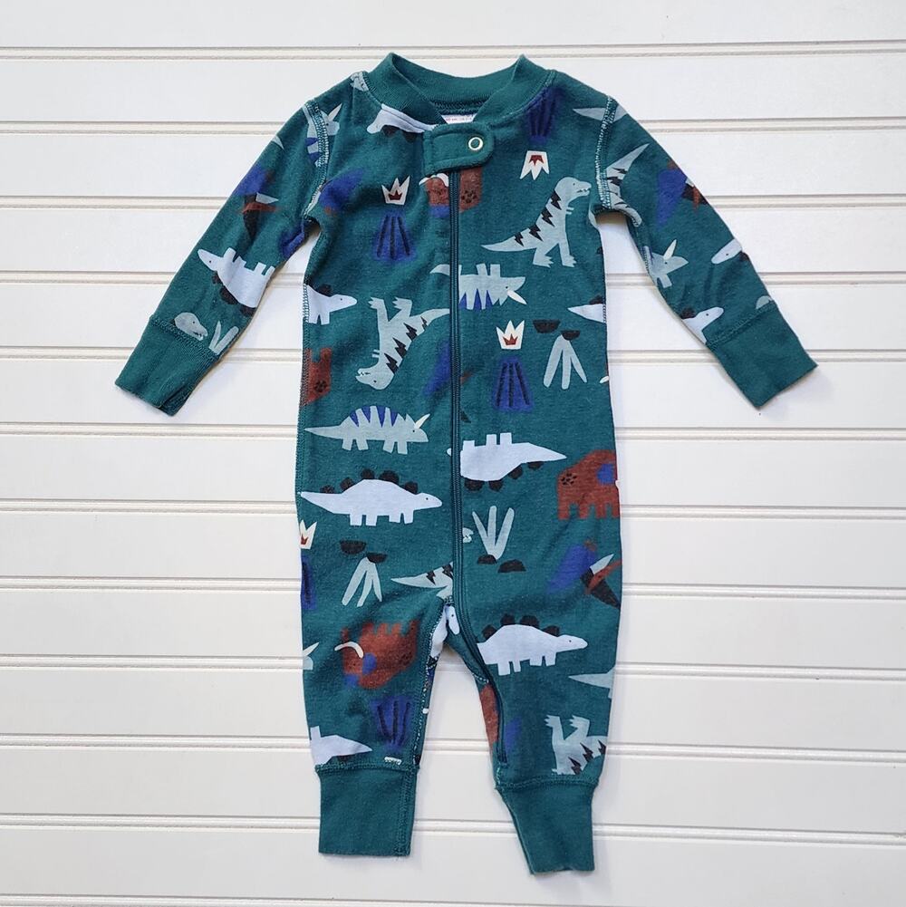 Hanna Andersson Dinosaur Sleeper Pajamas Size 3-6 Months Green